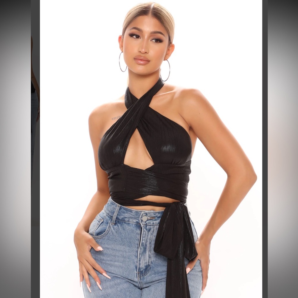 Wine and shine metallic top